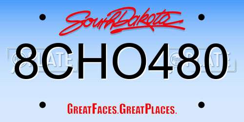 8CHO480 South Dakota License Plate