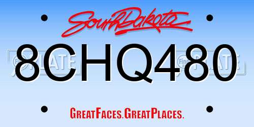 8CHQ480 South Dakota License Plate