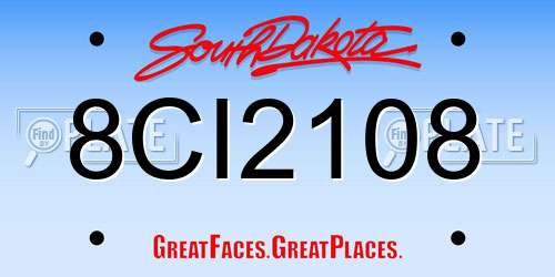 8CI2108 South Dakota License Plate