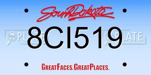 8CI519 South Dakota License Plate