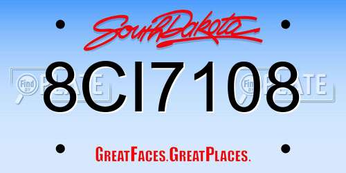 8CI7108 South Dakota License Plate
