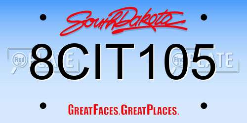 8CIT105 South Dakota License Plate