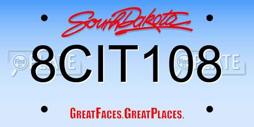 8CIT108 South Dakota License Plate