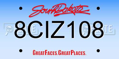 8CIZ108 South Dakota License Plate