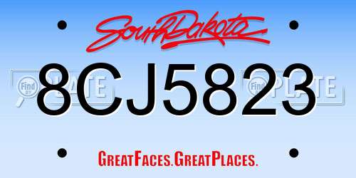 8CJ5823 South Dakota License Plate