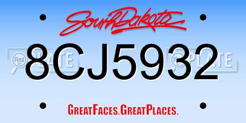8CJ5932 South Dakota License Plate
