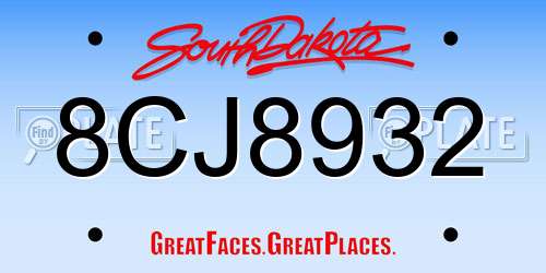 8CJ8932 South Dakota License Plate