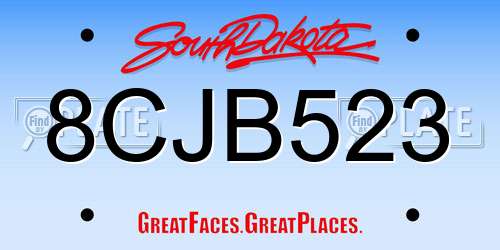 8CJB523 South Dakota License Plate