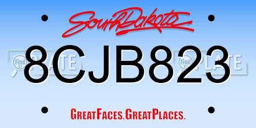 8CJB823 South Dakota License Plate