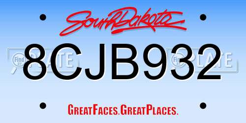 8CJB932 South Dakota License Plate