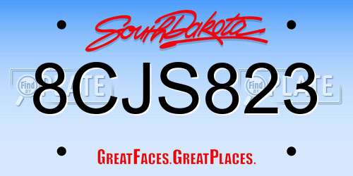 8CJS823 South Dakota License Plate