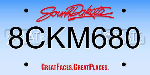 8CKM680 South Dakota License Plate