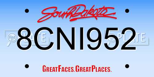 8CNI952 South Dakota License Plate