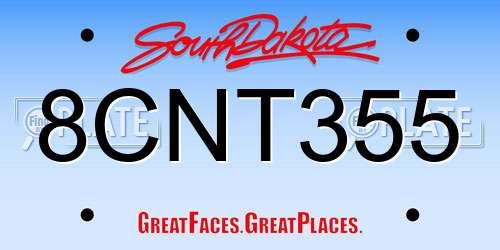 8CNT355 South Dakota License Plate