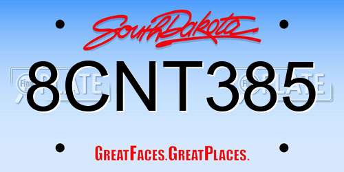 8CNT385 South Dakota License Plate