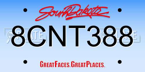 8CNT388 South Dakota License Plate