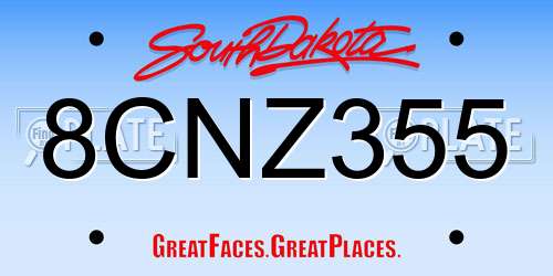 8CNZ355 South Dakota License Plate
