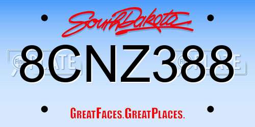 8CNZ388 South Dakota License Plate