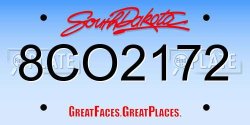 8CO2172 South Dakota License Plate