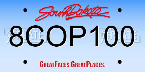8COP100 South Dakota License Plate