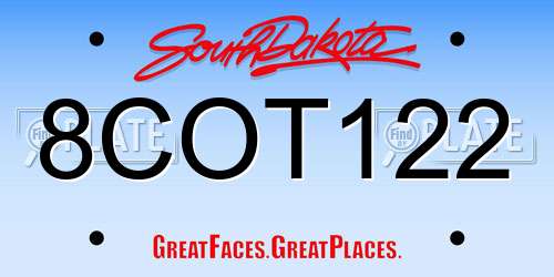 8COT122 South Dakota License Plate