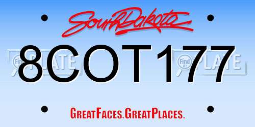 8COT177 South Dakota License Plate