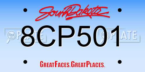 8CP501 South Dakota License Plate