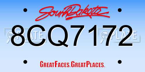 8CQ7172 South Dakota License Plate