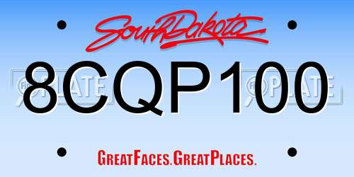 8CQP100 South Dakota License Plate