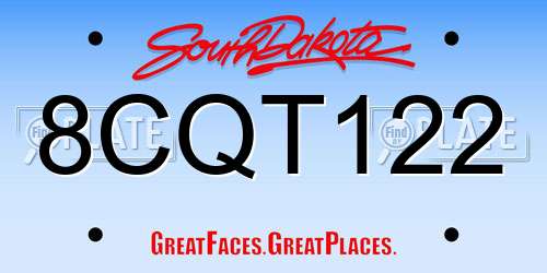 8CQT122 South Dakota License Plate