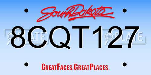 8CQT127 South Dakota License Plate