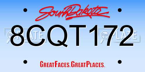 8CQT172 South Dakota License Plate