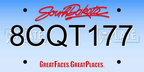 8CQT177 South Dakota License Plate