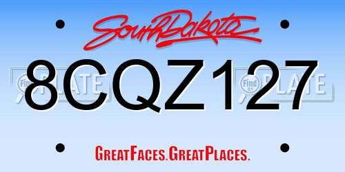 8CQZ127 South Dakota License Plate