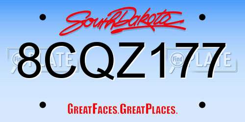 8CQZ177 South Dakota License Plate