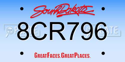 8CR796 South Dakota License Plate