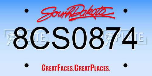 8CS0874 South Dakota License Plate