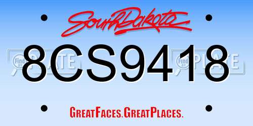 8CS9418 South Dakota License Plate