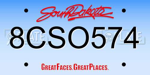8CSO574 South Dakota License Plate
