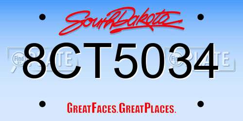 8CT5034 South Dakota License Plate