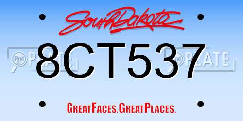 8CT537 South Dakota License Plate
