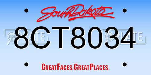 8CT8034 South Dakota License Plate