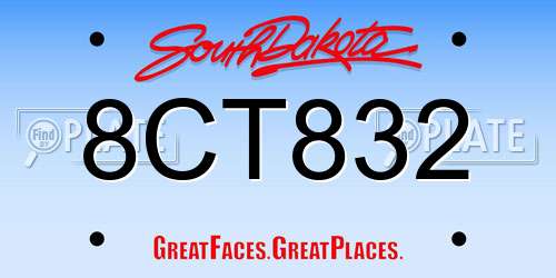 8CT832 South Dakota License Plate