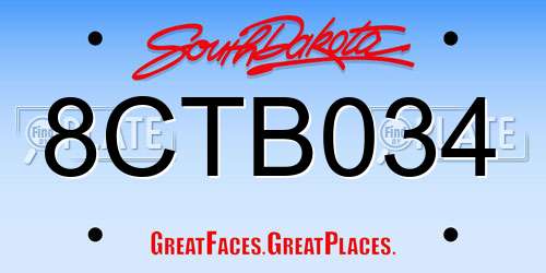 8CTB034 South Dakota License Plate