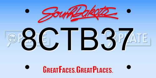 8CTB37 South Dakota License Plate