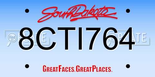 8CTI764 South Dakota License Plate