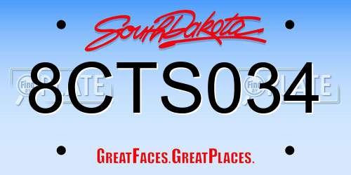 8CTS034 South Dakota License Plate