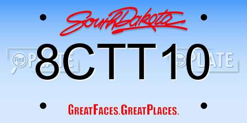 8CTT10 South Dakota License Plate