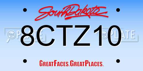 8CTZ10 South Dakota License Plate