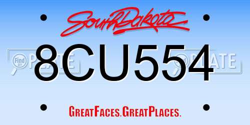 8CU554 South Dakota License Plate